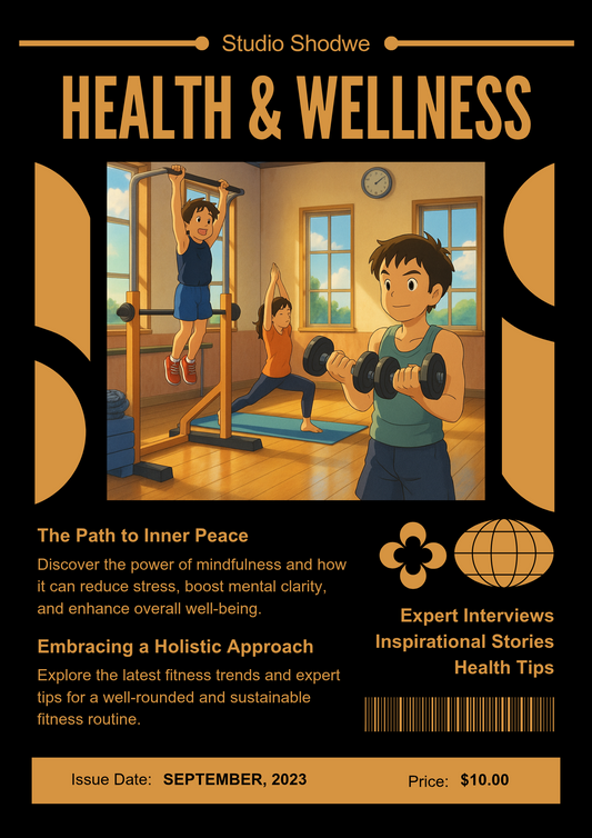 Editable Health & Wellness Magazine Cover Template – Canva Design for Fitness, Lifestyle & Mindfulness Brands