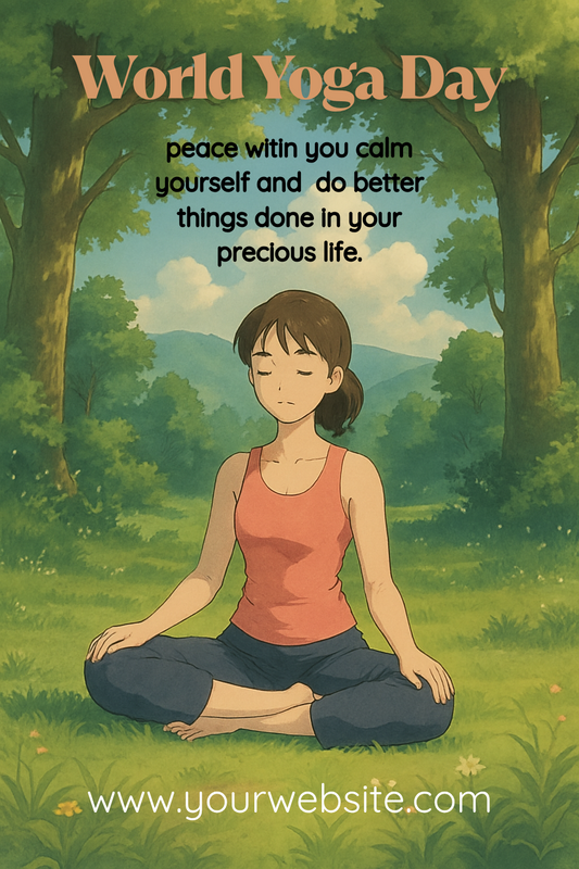 Editable “World Yoga Day” Canva Poster Template – Peaceful Meditation Design for Wellness & Yoga Brands