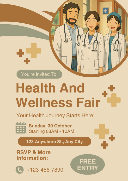 Editable Health & Wellness Fair Invitation Canva Template